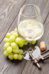 White wine glass and white grape