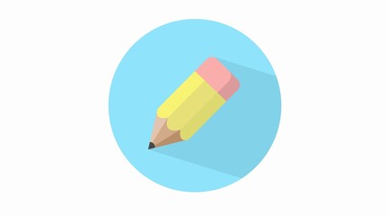 Pencil Icon. Blue rounded editable flat pencil illustration