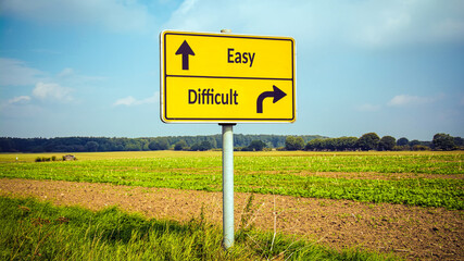 Street Sign to Easy versus Difficult