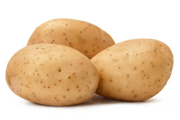 Young potato tubers isolated on white background.