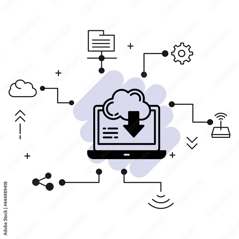 Aufkleber cloud data transfer concept, public file transfer server vector glyph icon design, cloud computing a