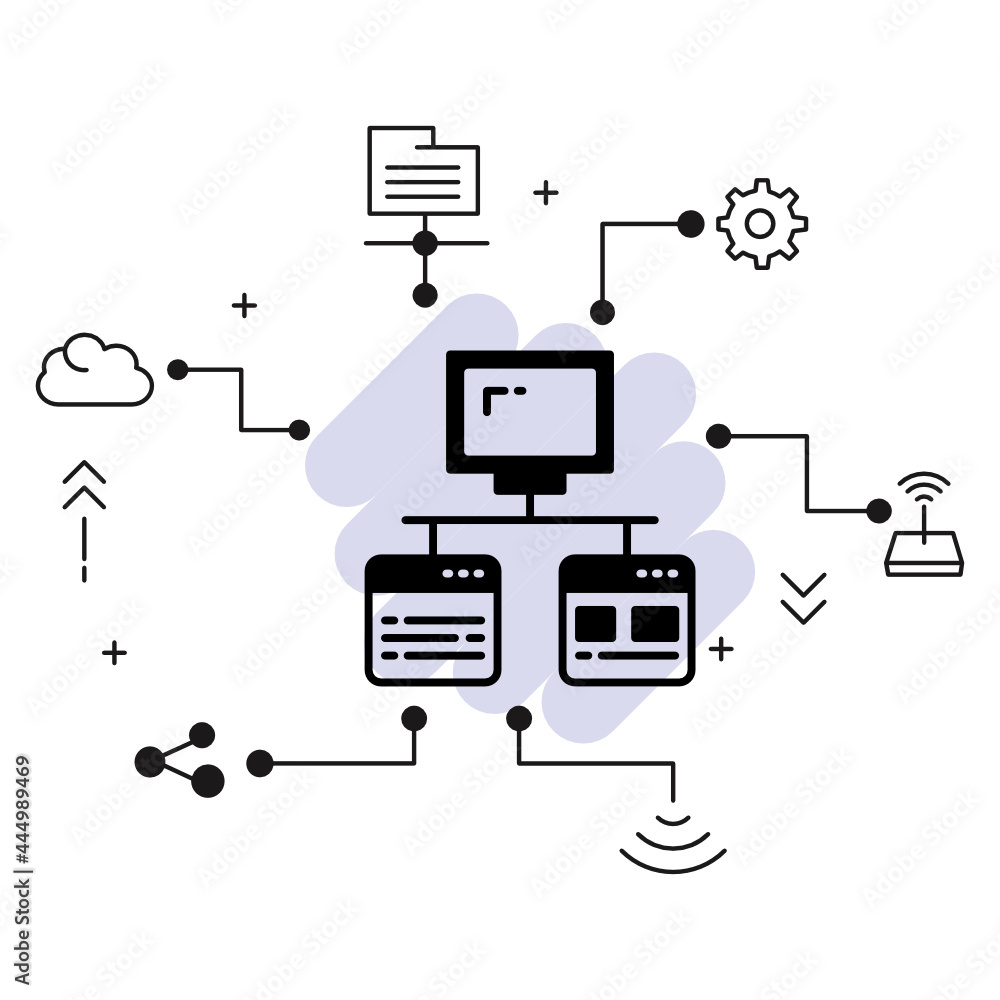Poster deep link seo digital marketing vector glyph icon design, cloud computing and internet hosting servi