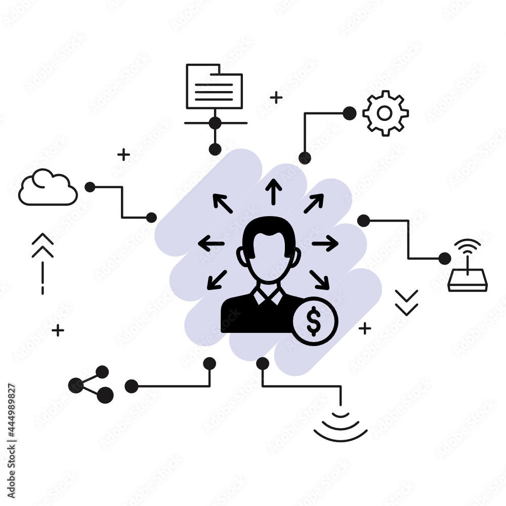 Poster customer sales representative vector glyph icon design, cloud computing and internet hosting service