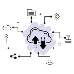Cloud Data Sync Concept, Storage Transfer Service Vector Glyph Icon Design, Burst computing and Web services Symbol, data Dashlet Stock illustration