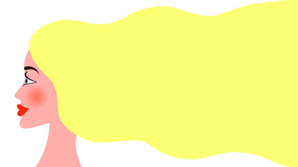 A girl with long wavy yellow hair. Abstract background. Vector illustration. It can be used in the design of the cover, screen saver, book design, poster, flyer, CD cover, website background, etc.