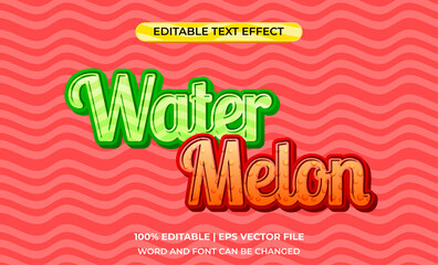 3d text effect with green and red fruits theme. typography for watermelon product. © Hael.IDN