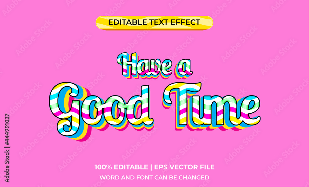 Poster 3d text effect with color waves. typography collorful and fun theme