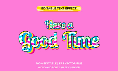 3d text effect with color waves. Typography collorful and fun theme