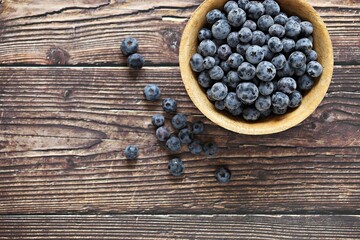 Fresh blueberry. Flat layot, copy space