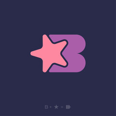 Letter B and star. B monogram. Letter and geometry shape like puzzle. Logo can use for business, sport, interface, web icon.