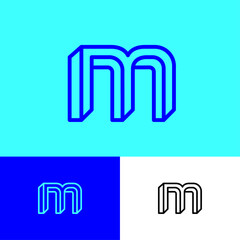 Impossible letter M. Elegant M monogram consist of thin lines. Letter can use for business, internet, sport and construction.