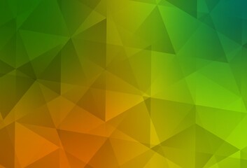 Light Green, Yellow vector shining triangular background.