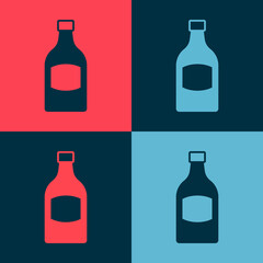 Pop art Beer bottle icon isolated on color background. Vector