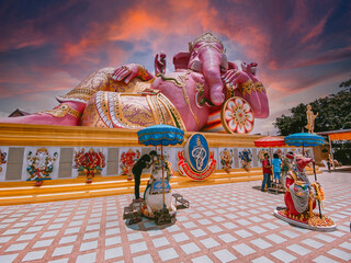 Wat Saman Rattanaram flower petals temple in Chachoengsao, Thailand