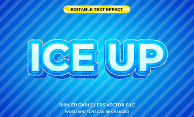 3d text effect with blue ice theme. typography ice up for banner cold drink products.