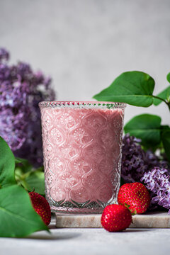 Strawberry Milk served in a glass