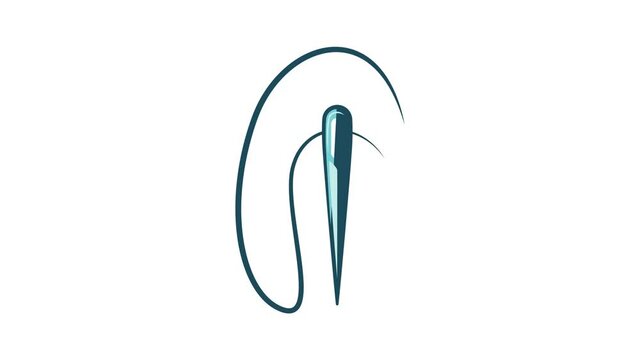 Sewing needle with thread icon animation cartoon best object isolated on white background