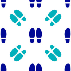 Blue Footsteps icon isolated seamless pattern on white background. Detective is investigating. To follow in the footsteps. Vector