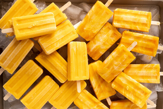 Mango Lassi Popsciles stacked together