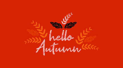 Hello autumn background illustration vector. Autumn web banner and flyer