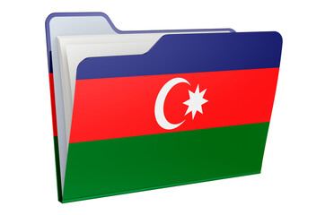 Computer folder icon with Azerbaijani flag. 3D rendering
