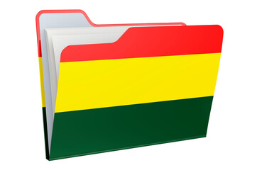 Computer folder icon with Bolivian flag. 3D rendering