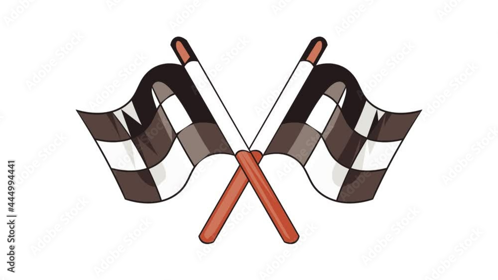 Poster racing flags icon animation cartoon best object isolated on white background