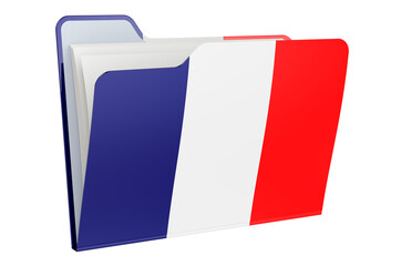 Computer folder icon with French flag. 3D rendering