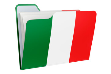 Computer folder icon with Italian flag. 3D rendering