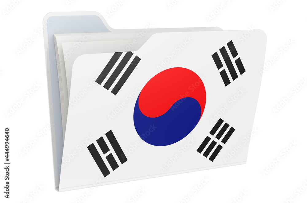 Aufkleber computer folder icon with south korean flag. 3d rendering