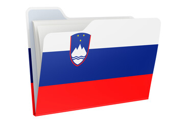 Computer folder icon with Slovenian flag. 3D rendering