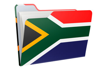 Computer folder icon with South African flag. 3D rendering