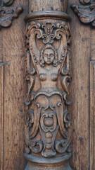 detail of a carved wooden door, Tallinn, Estonia