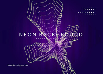 Neon music poster. Electro dance dj. Electronic sound fest. Club event flyer. Techno trance party.