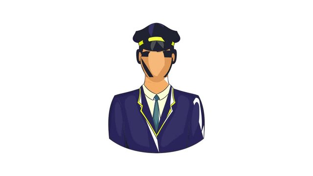 Driver of train icon animation cartoon best object isolated on white background