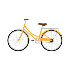 Yellow city bicycle. Modern urban vehicle. Flat style design. 