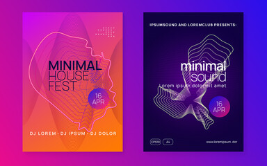 Electro event neon flyer. Trance dance music. Electronic sound. Club fest poster. Techno dj party.