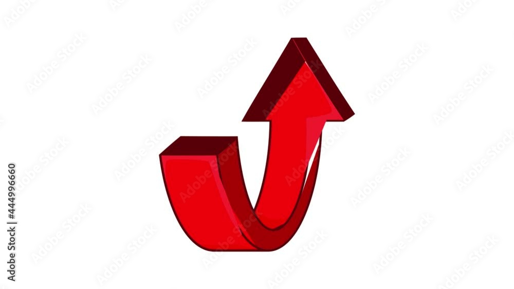 Poster red curved arrow icon animation cartoon best object isolated on white background