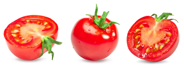 sliced fresh tomato isolated on white background. clipping path.