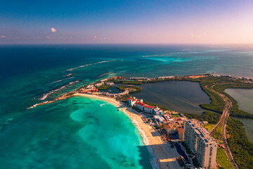 Cancun Drone View Beach Penninsula