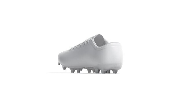 Blank white leather soccer boot mockup, looped rotation