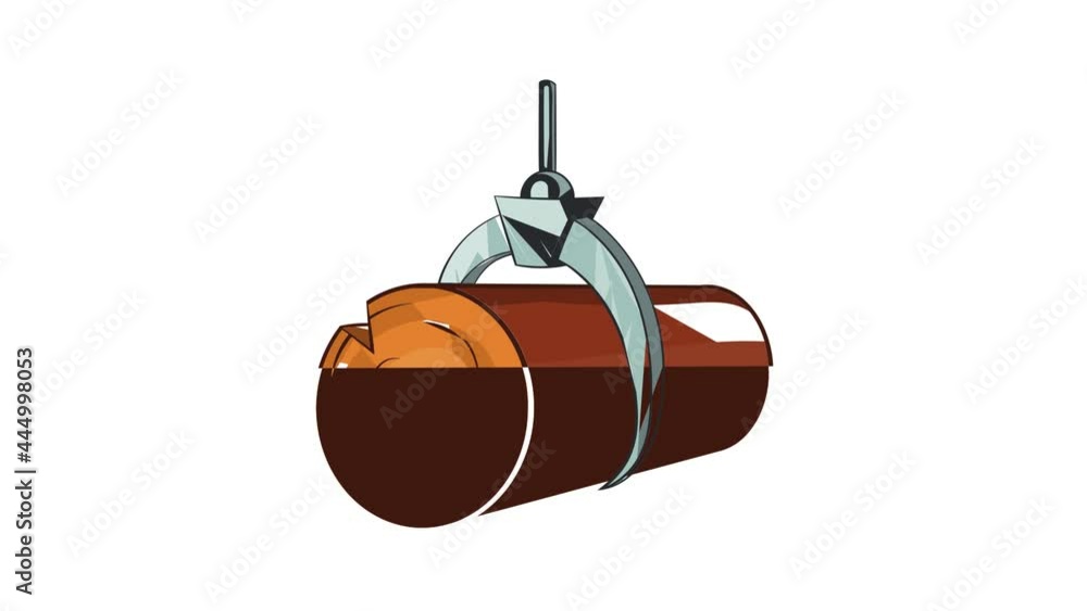 Poster hydraulic crane with log icon animation cartoon best object isolated on white background
