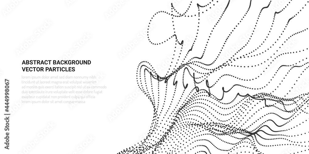 Poster abstract 3d image with particle flow movement