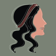 One line art of a brunette girl with a bandage