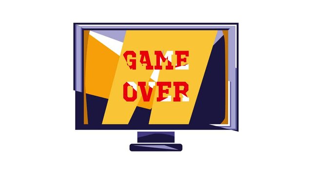 Game over screen icon animation cartoon best object isolated on white background