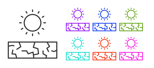 Black line Drought icon isolated on white background. Set icons colorful. Vector
