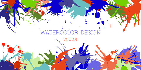 Splashes of paint. Blots. Creative bright watercolor background, banner, cover design. Art design in an abstract style.