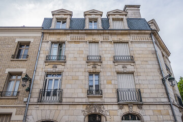 Architectural fragments of residential buildings in Orleans. Orleans is a city in north-central...