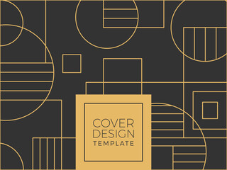 Abstract art deco background. Luxury minimal style wallpaper with golden line art, geometric shapes, Memphis concept, abstract texture. Vector background for cover, banner, poster, web and more