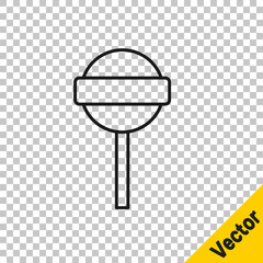 Black line Lollipop icon isolated on transparent background. Food, delicious symbol. Vector